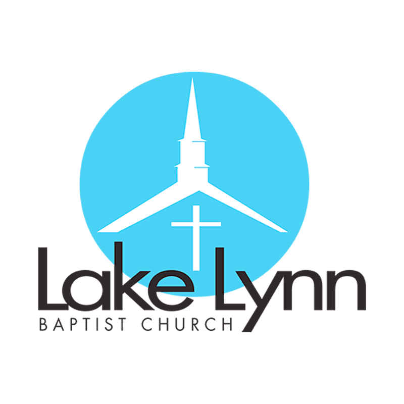Lake Lynn Baptist Church logo featuring white church steeple with cross inside turquoise circle