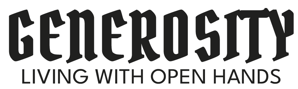 Generosity: Living With Open Hands sermon series logo in bold black typography
