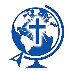 Blue and white globe with glowing cross symbol, representing worldwide Christian mission and outreach